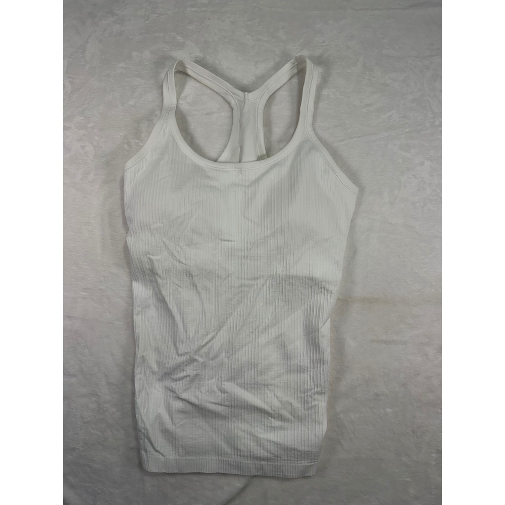 Lululemon Ebb to Street Tank Top 6 White Ribbed Racerback Shelf Bra Womens